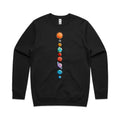 SweatshirtSolar System AS Colour Stencil Crew Unisex Black Sweatshirt Printed In Australia Space