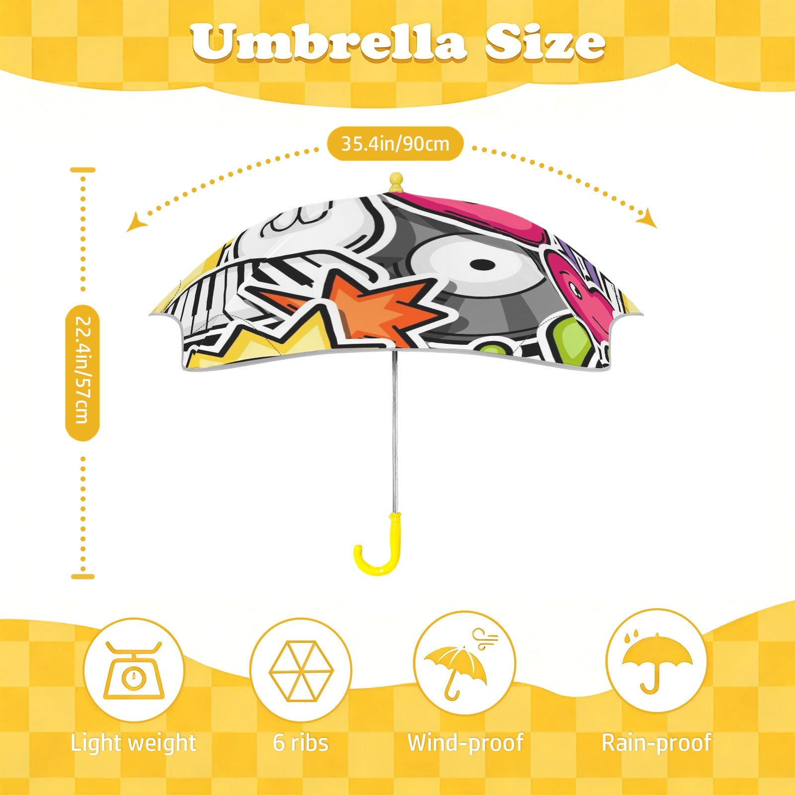 Sticker Music Kids Safe Round Corner Umbrella Kids Safe Round Corner Umbrella Music Printed Offshore
