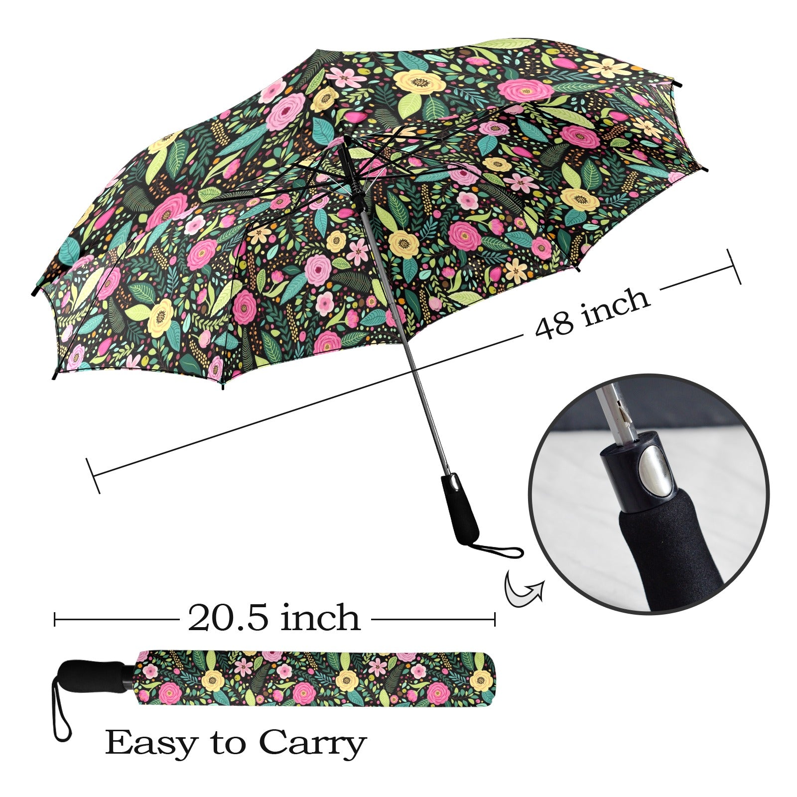 Bright Floral And Leaves Umbrella