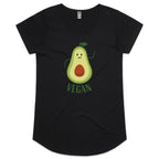 Vegan - Womens Scoop Neck T-Shirt Black Womens Scoop Neck T-shirt Food Printed In Australia