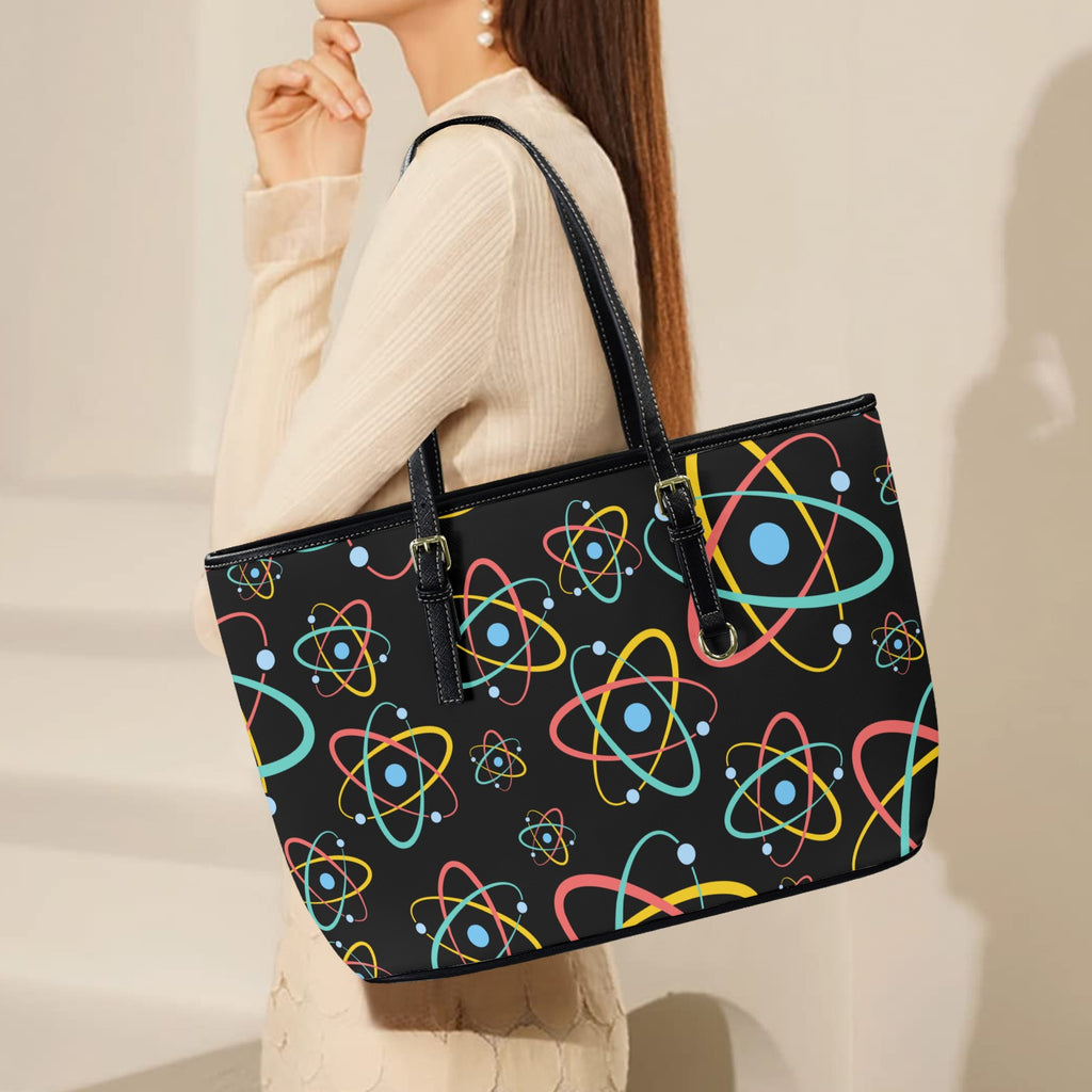 Atoms - Leather Tote Bag-Large