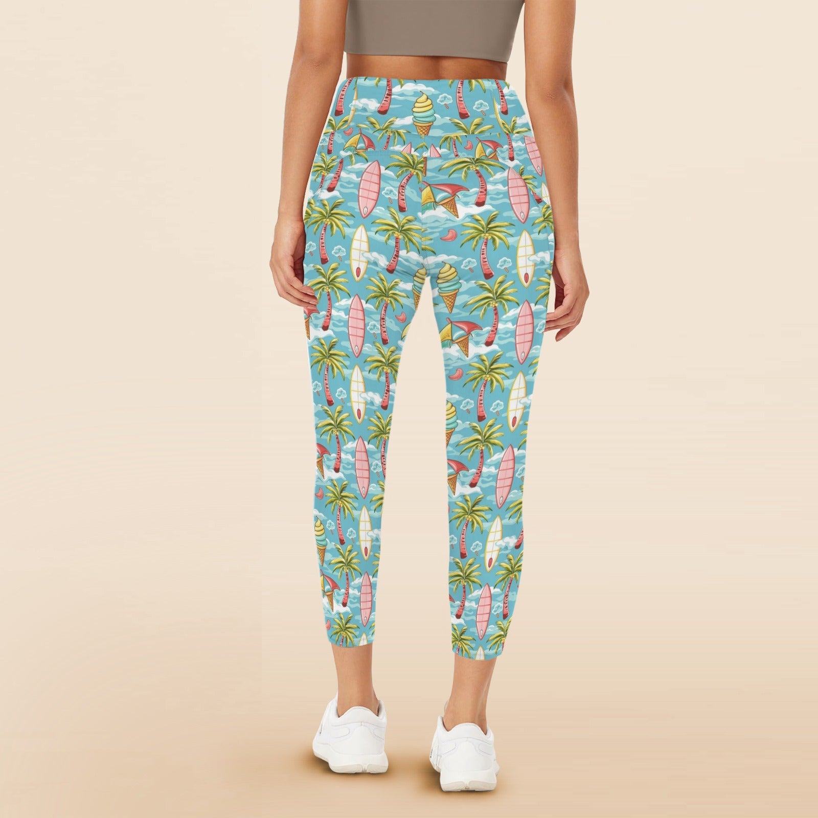 Summer Surf Women's High Waist Pockets Yoga Leggings Women's High Waist Pockets Yoga Leggings Printed Offshore Surf