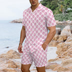 Cat Doughnuts Men's Hawaiian Shirt & Shorts Set Men's Hawaiian Shirt & Shorts Set animal Food Printed Offshore