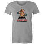 Working On My Holiday Bod, It's Cookie Shaped - Womens T-shirt Grey Marle Womens Christmas T-shirt Christmas Printed In Australia