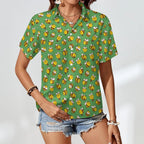 Busy Bees Women's Collared Pocketless Short Sleeve Shirt