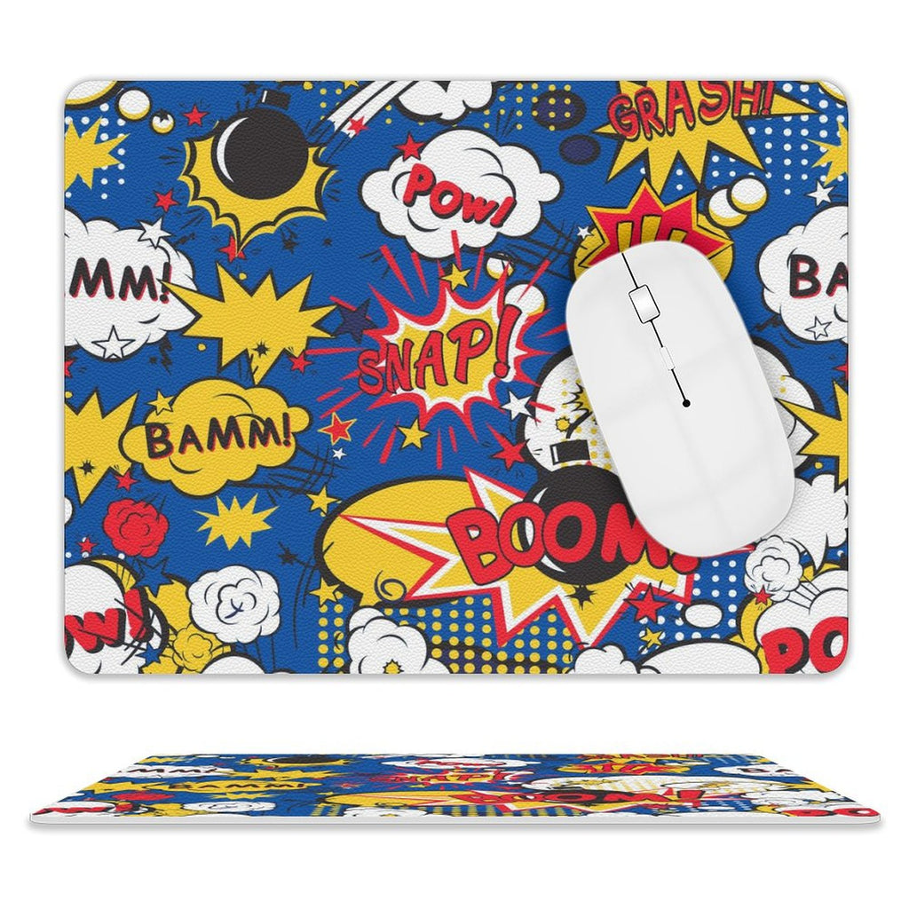 Blue Comic Book Leather Mouse Pad white One size Leather Mouse Pad comic Printed Offshore