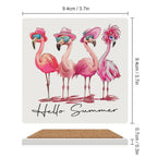 Flamingo Summer - Ceramic Coasters (Square) Ceramic Coasters animal Printed Offshore