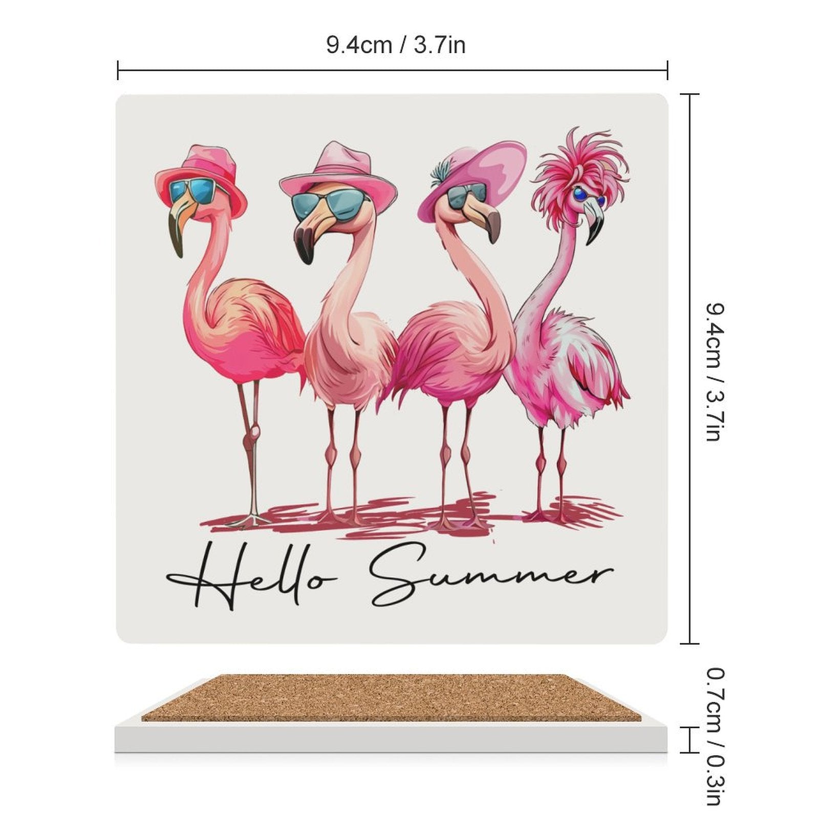 Flamingo Summer - Ceramic Coasters (Square) Ceramic Coasters animal Printed Offshore