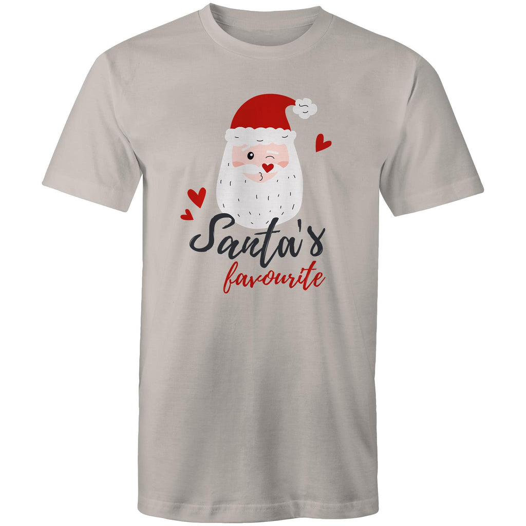 Santa's Favourite - Mens T-Shirt Light Grey Mens Christmas T-shirt Christmas Printed In Australia