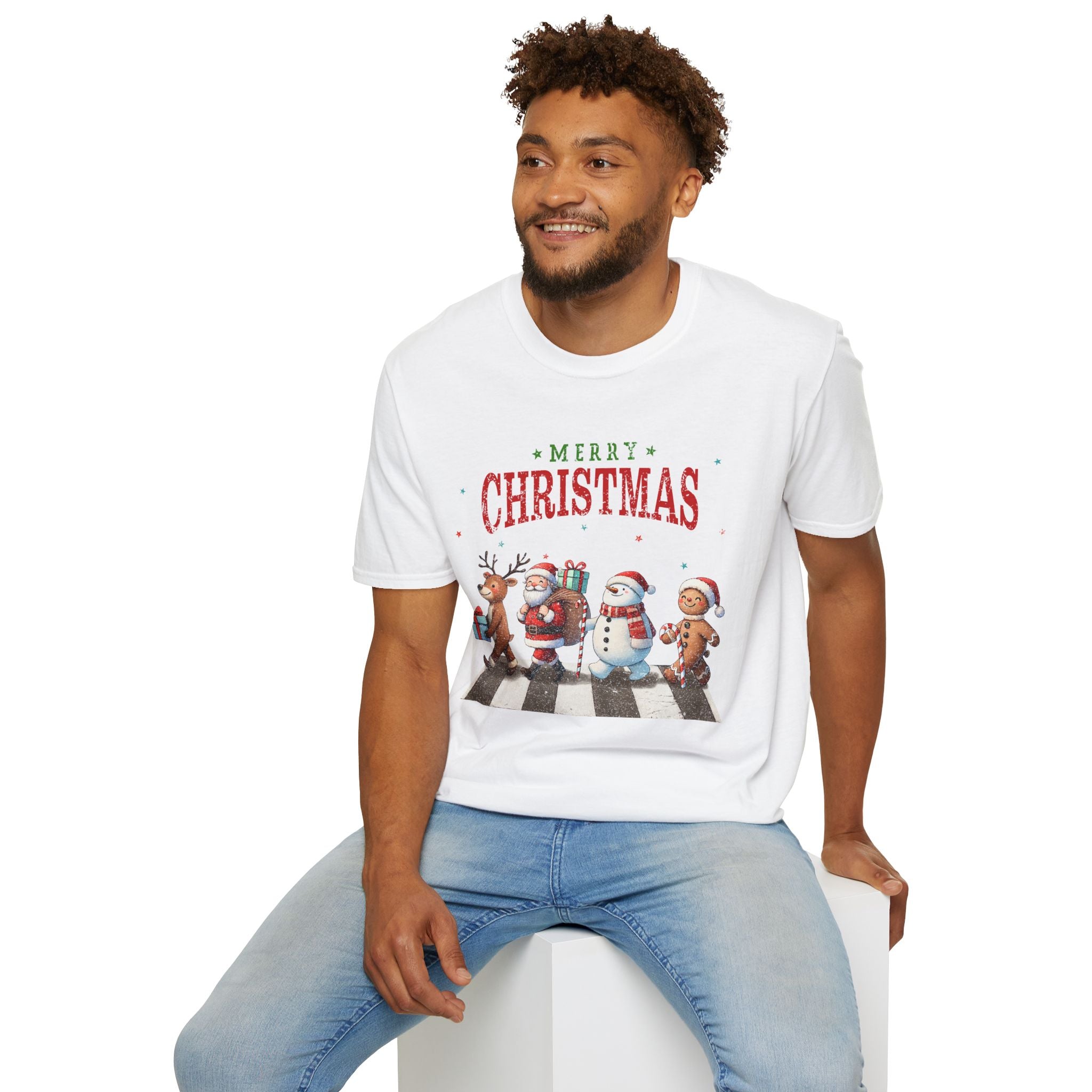 Fab Four Of Christmas Crossing The Road - Unisex Softstyle T-Shirt