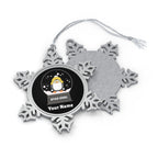 Personalised - Penguin Stay Cool, Snow Globe - Christmas Pewter Snowflake Ornament