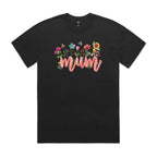 Mum, Flowers AS Colour Heavy Faded Tee Unisex Faded Black Heavy Faded T-shirt Mum Printed In Australia