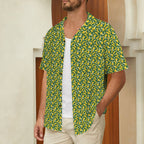 Happy Bananas Men's Short Sleeve Hawaiian Shirt Men's Hawaiian Shirt (New) Food Printed Offshore