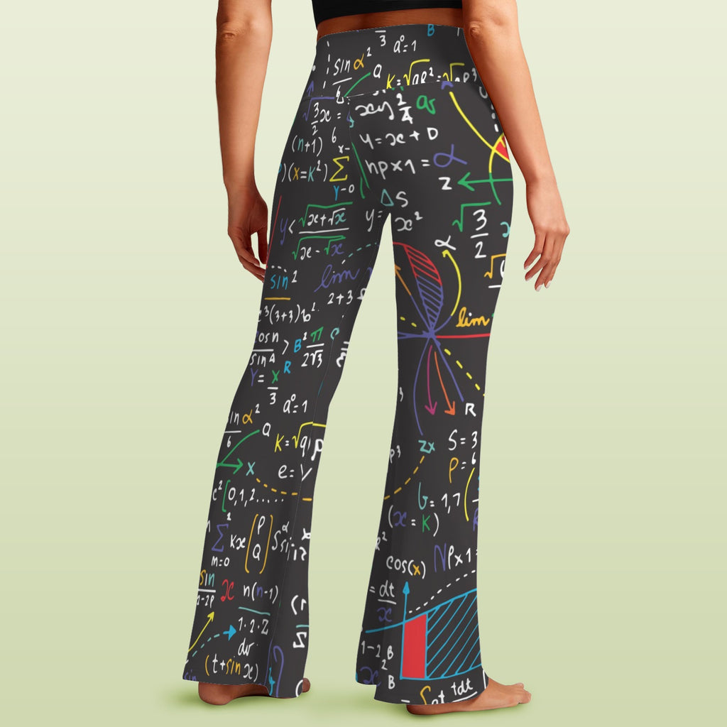 Colourful Maths Formulas High Waist Crossover Tummy Control Flare Leggings High Waist Flare Leggings Maths Printed Offshore