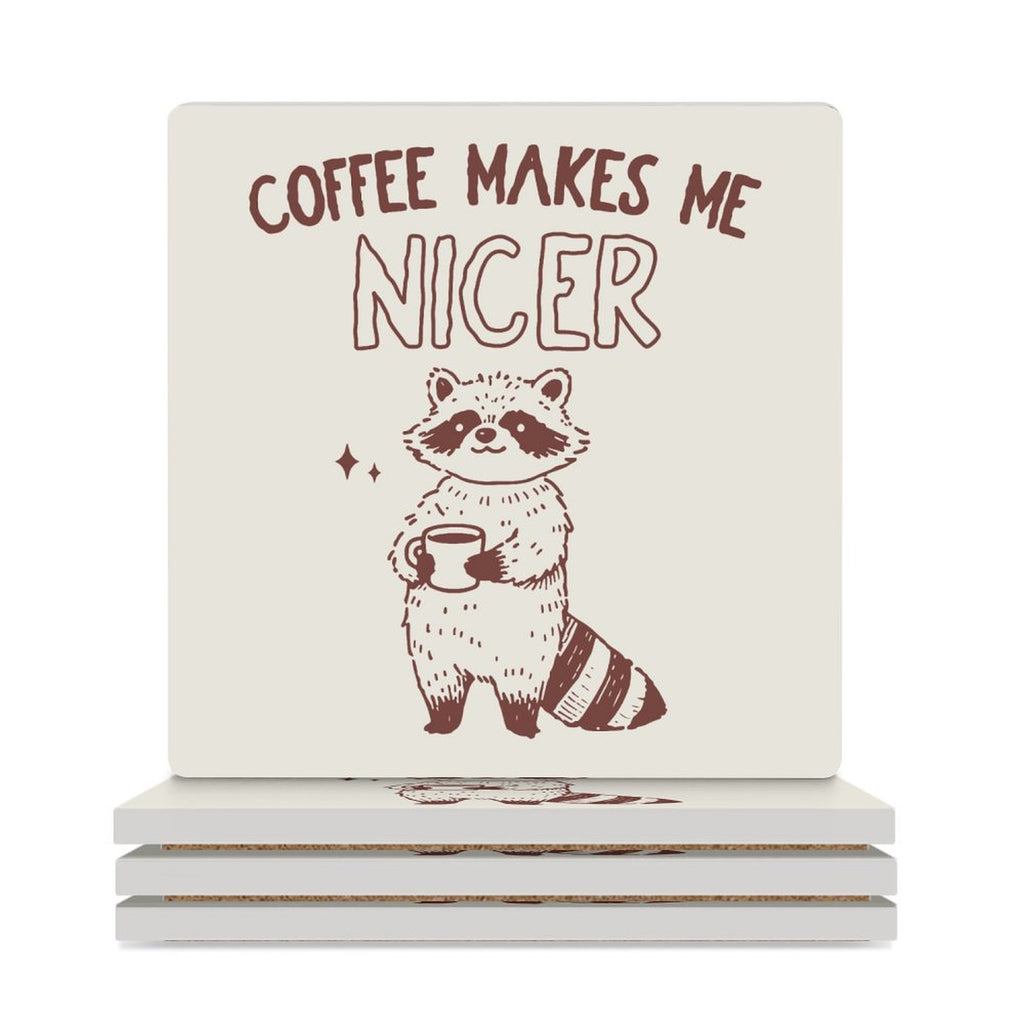 Coffee Makes Me Nicer - Ceramic Coasters (Square) white Ceramic Coasters Coffee Printed Offshore