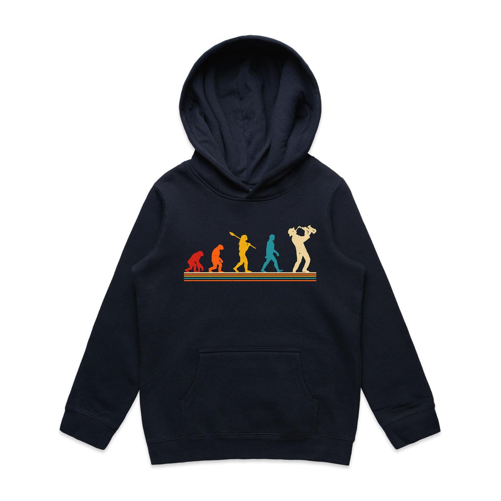 Saxophone Player - Kids Hoodie Navy Kids Hoodie Music Printed In Australia