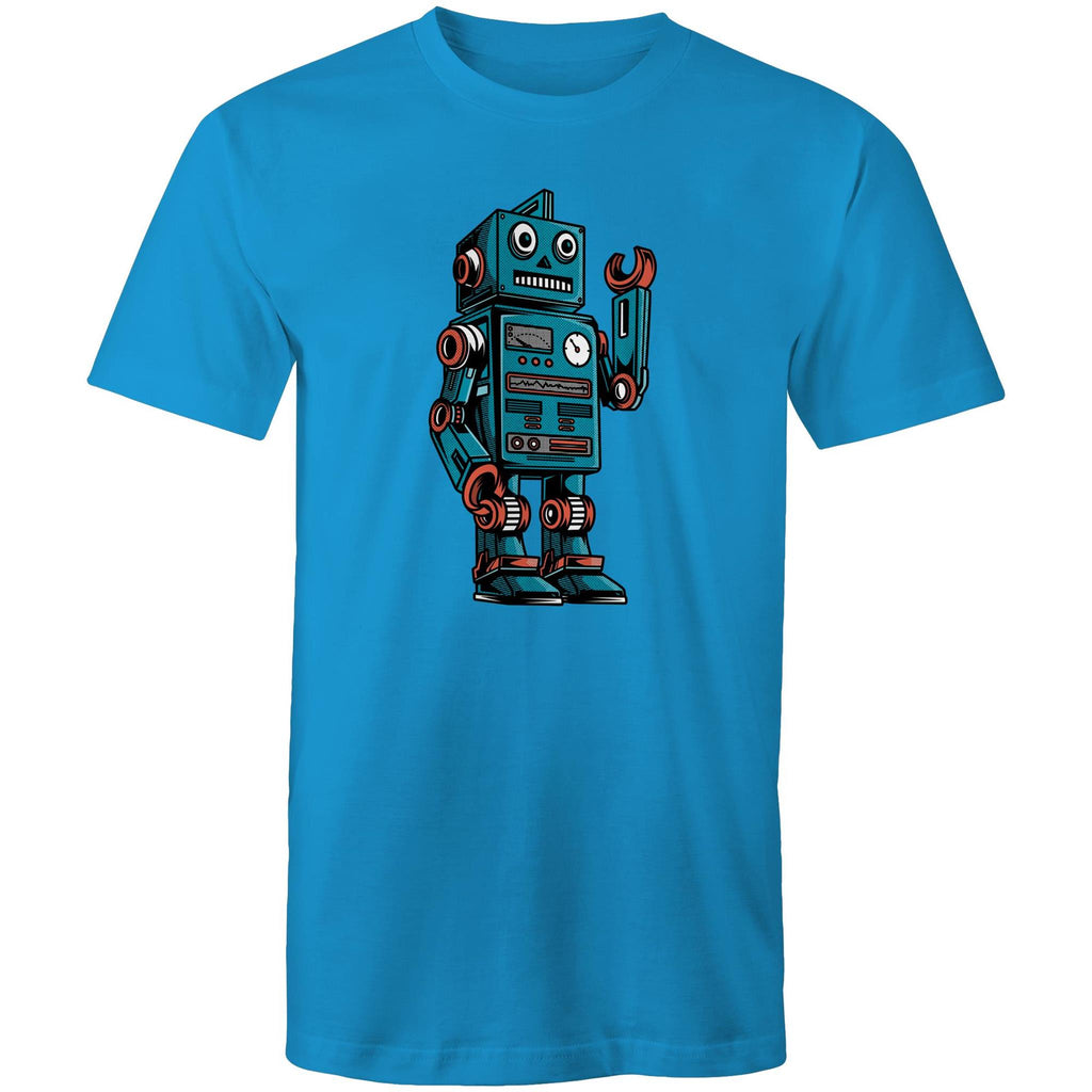 Robot - Mens T-Shirt Arctic Blue Mens T-shirt Printed In Australia Sci Fi