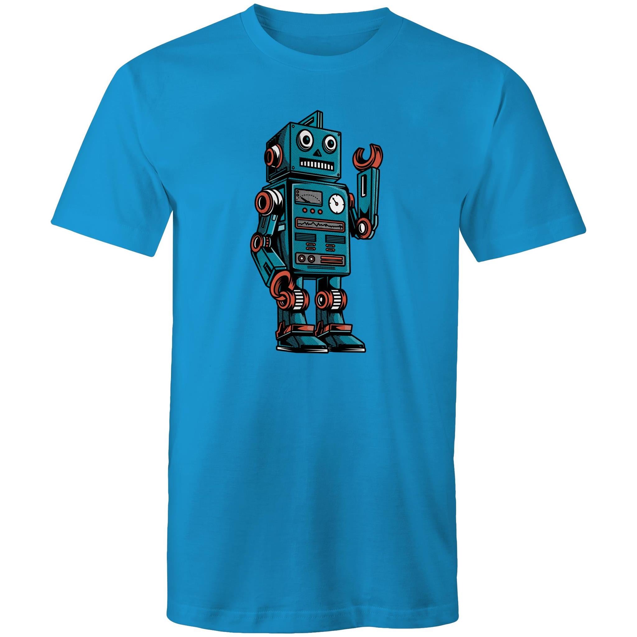 Robot - Mens T-Shirt Arctic Blue Mens T-shirt Printed In Australia Sci Fi