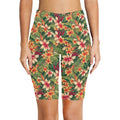 Vintage Hawaiian Floral Women's Bike Shorts With Side Pockets Women's Bike Shorts / Half Leggings Plants Printed Offshore