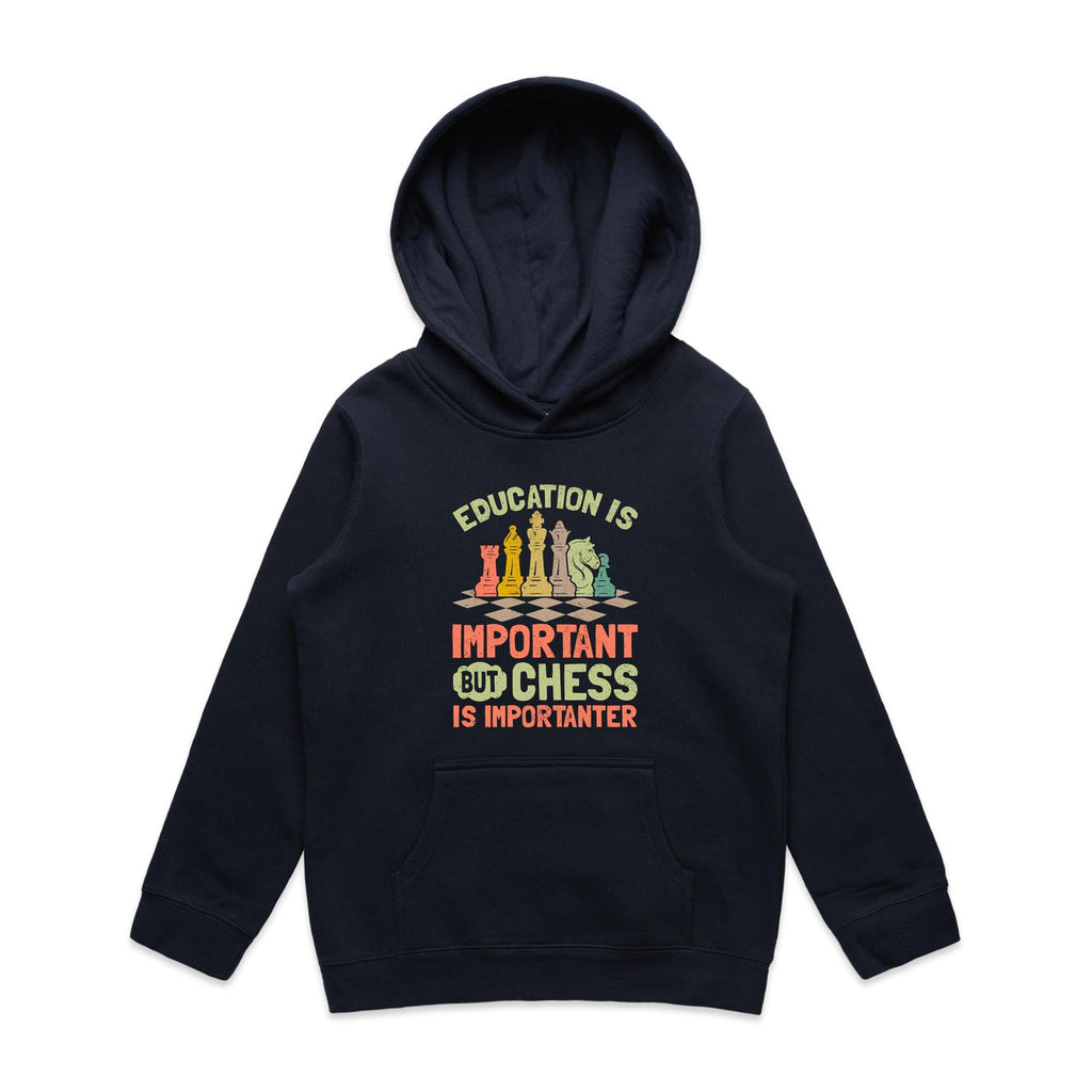 Chess And Education - Kids Hoodie Navy Kids Hoodie Chess Games Printed In Australia