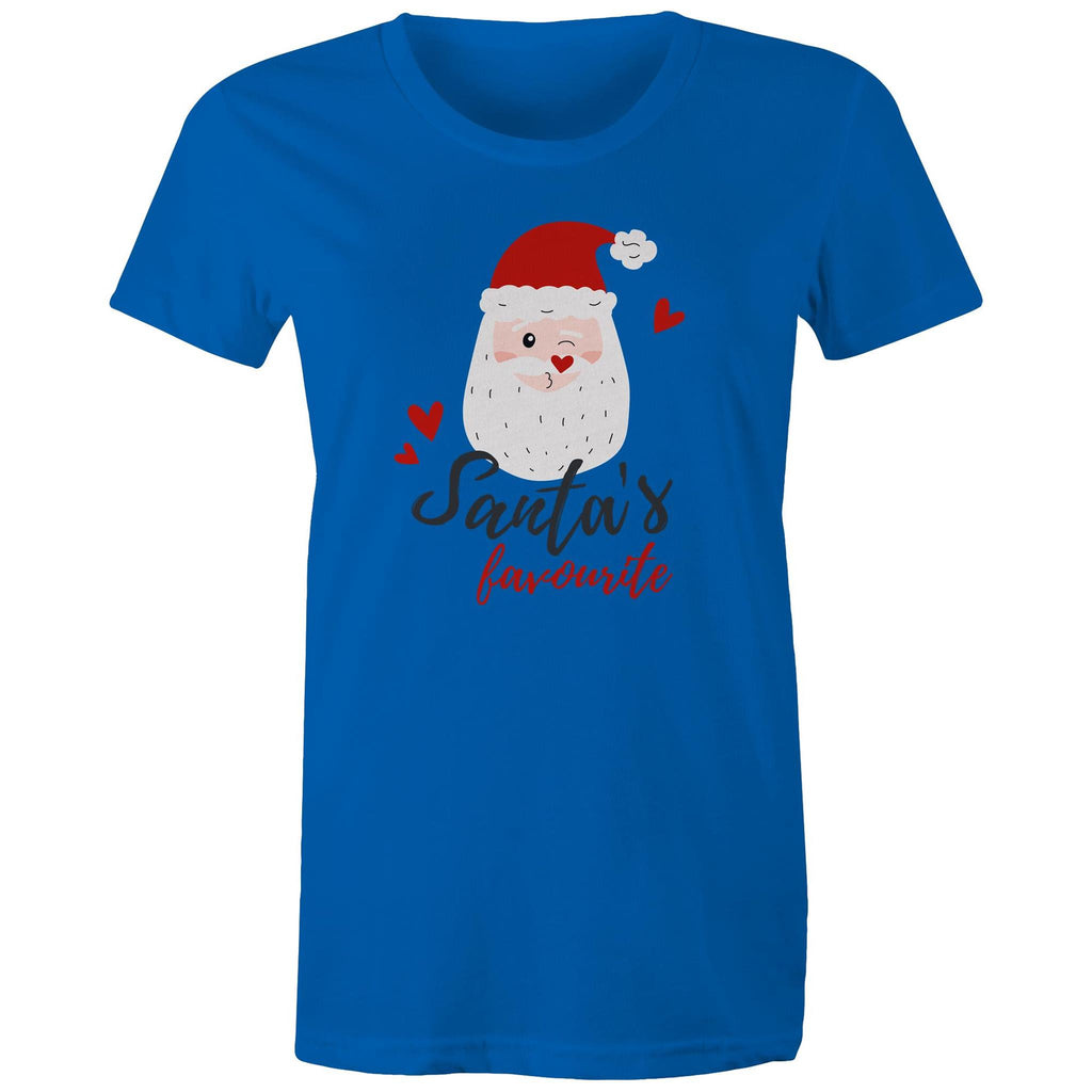 Santa's Favourite - Womens T-shirt Bright Royal Womens Christmas T-shirt Christmas Printed In Australia