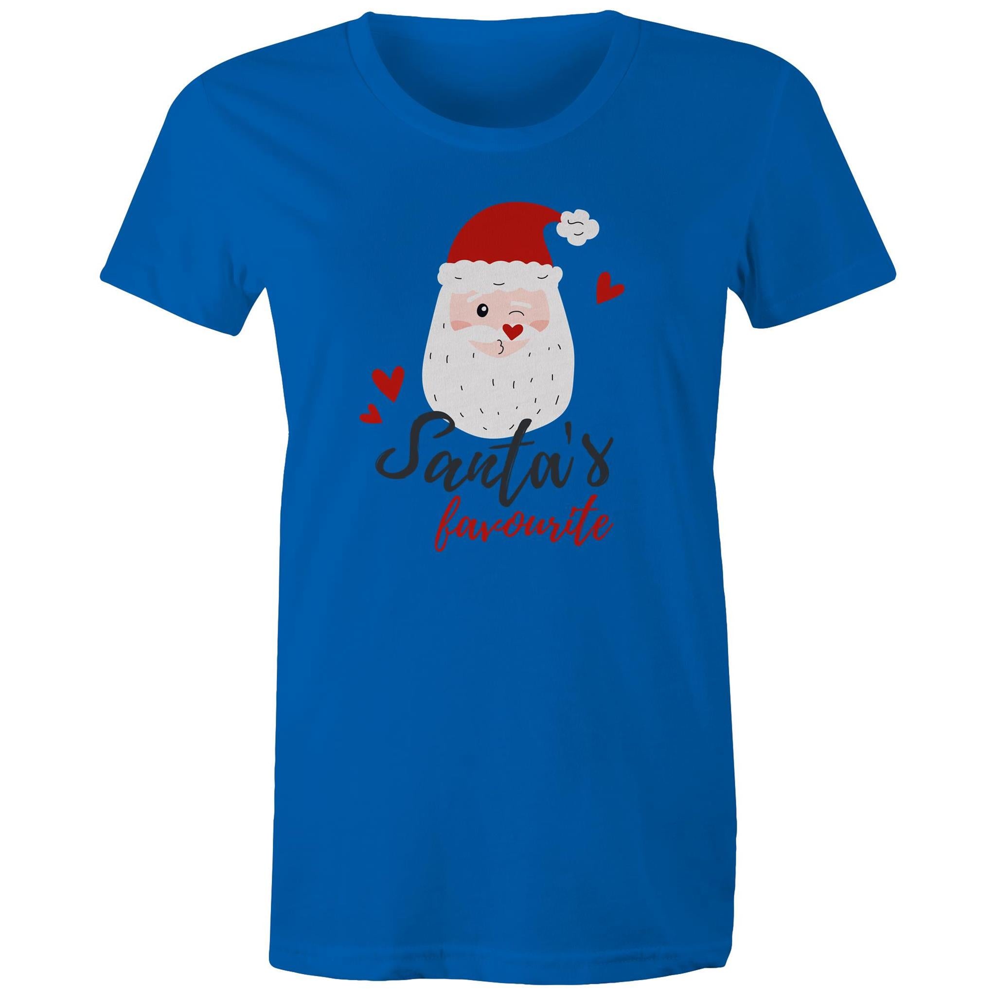 Santa's Favourite - Womens T-shirt Bright Royal Womens Christmas T-shirt Christmas Printed In Australia