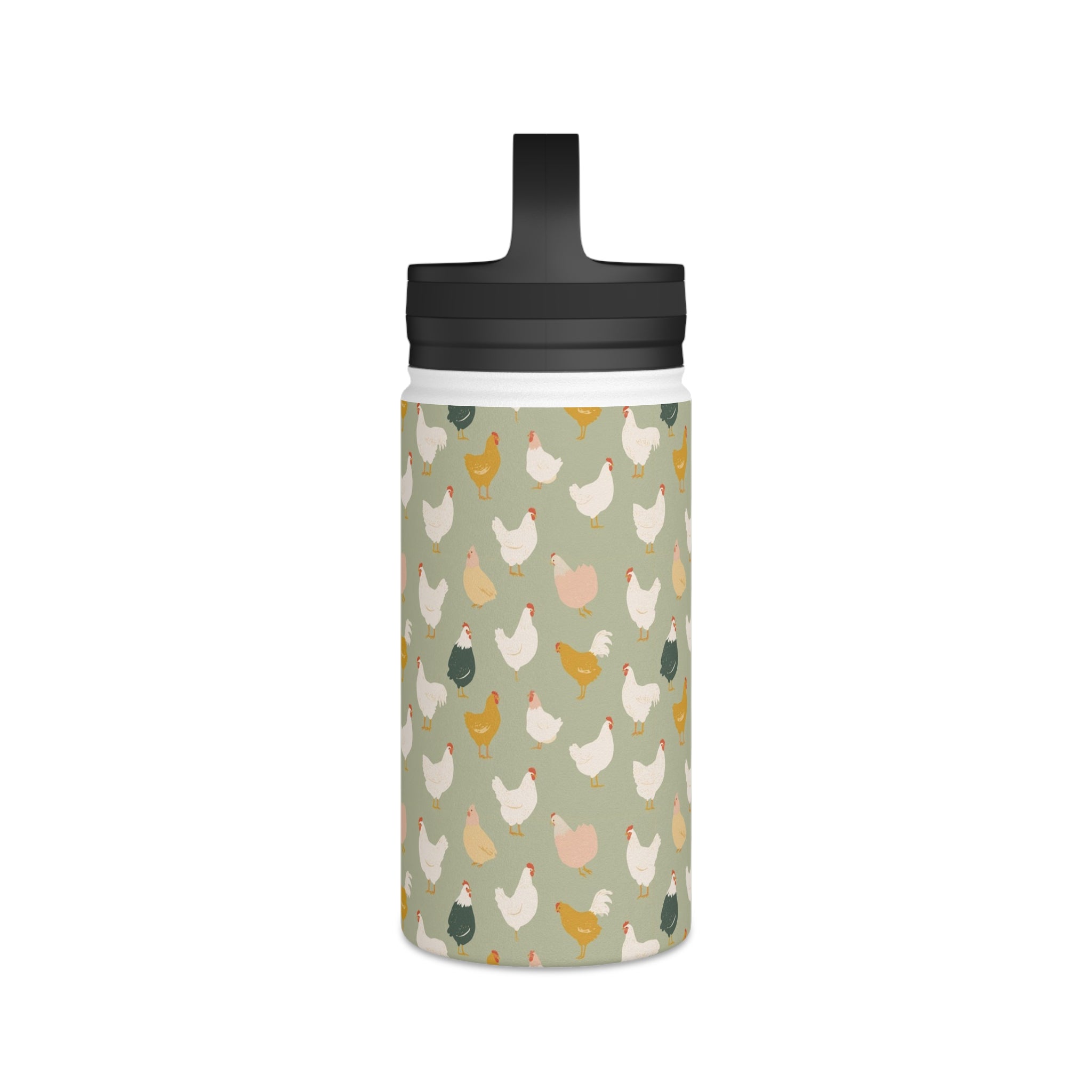 Chicken Life Stainless Steel Water Bottle, Handle Lid Stainless Steel Water Bottle With Handle Lid animal Globally Fulfilled