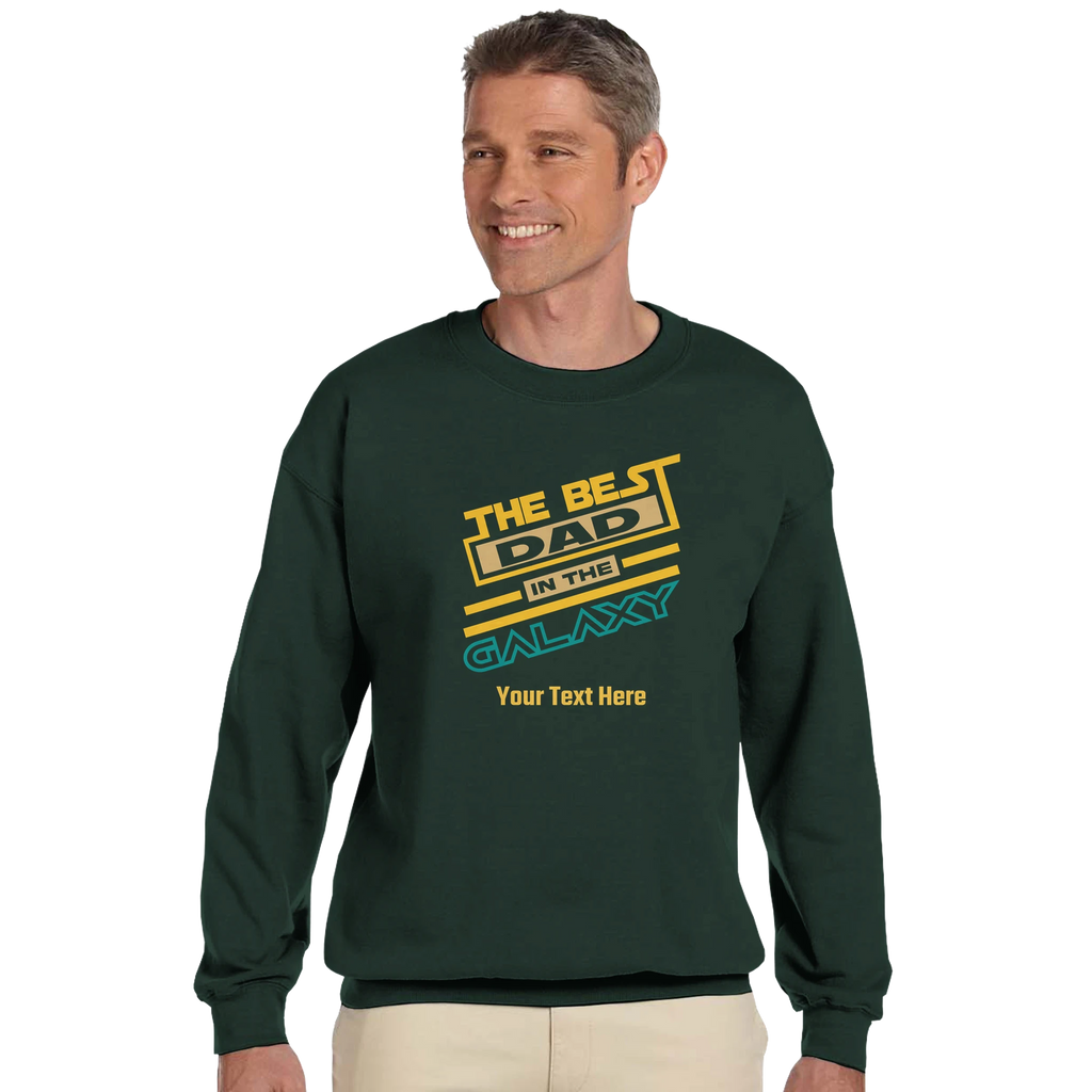 Personalised - The Best Dad In The Galaxy - Classic Unisex Crewneck Sweatshirt | Gildan® 18000 5XL Forest Green Personalised Sweatshirt customise Dad Globally Fulfilled personalise