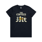 The Coffees, Crossing Road Women's AS Colour T-shirt Navy Womens T-shirt Coffee Music Printed In Australia