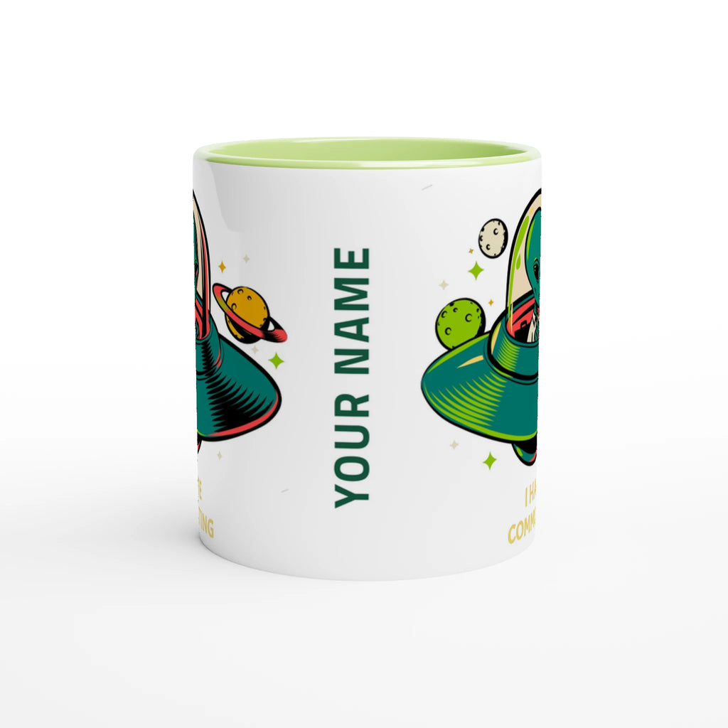 Personalise - Alien Commute, UFO - White 11oz Ceramic Mug Personalised Mug customise Globally Fulfilled personalise Sci Fi
