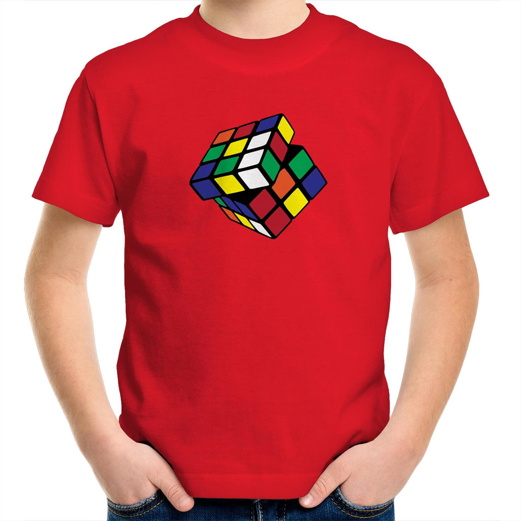 Cube - Kids Youth T-Shirt Red Kids Youth T-shirt Games Printed In Australia
