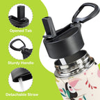 Toucans In Pink 12oz Kids Water Bottle with Straw Lid