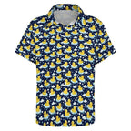 Rubber Ducks On Dark Women's Collared Pocketless Short Sleeve Shirt