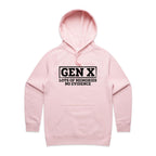 Gen X, Lots Of Memories, No Evidence Women's AS Colour Hoodie Pink Womens Hoodie Printed In Australia