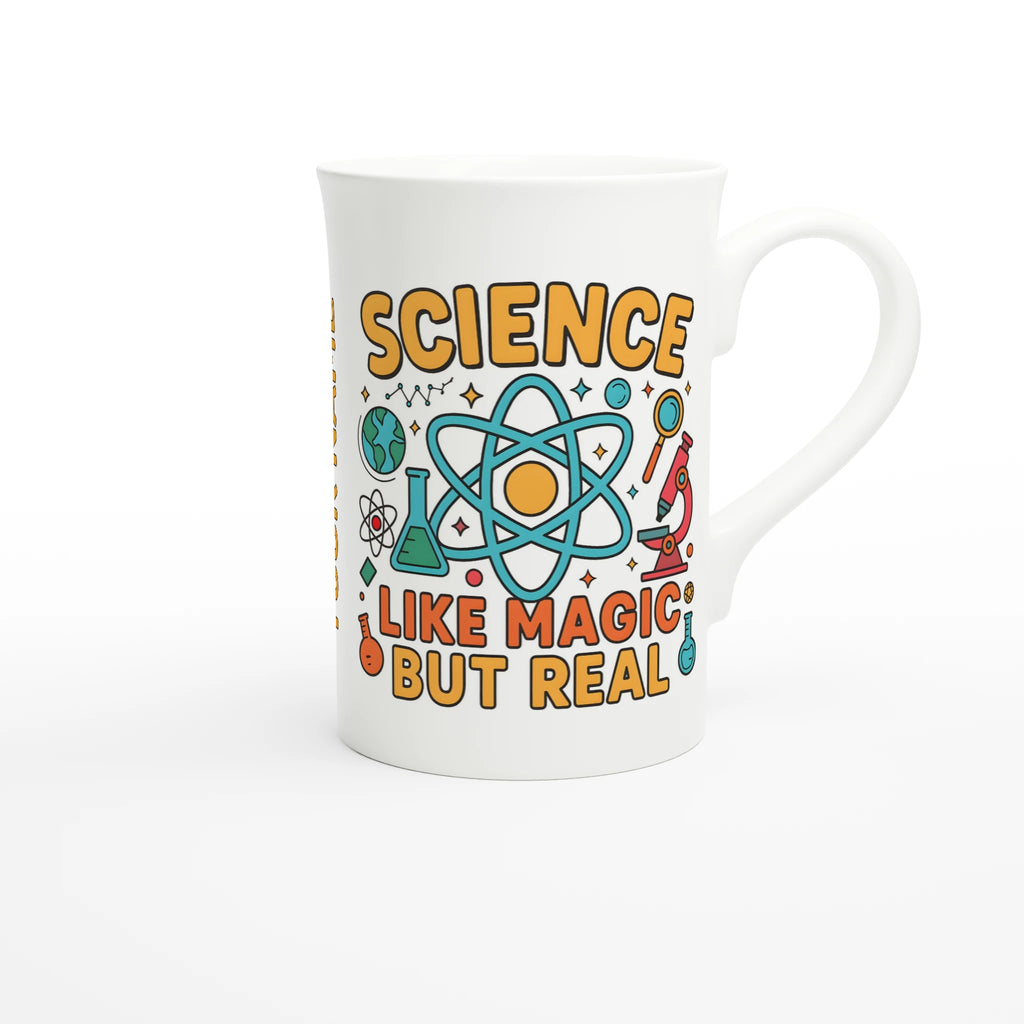 Personalised - Science, Like Magic But Real - White 10oz Porcelain Slim Mug Personalised Porcelain Mug Globally Fulfilled Science