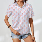 Axolotl Love Women's Collared Pocketless Short Sleeve Shirt