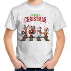 Fab Four, Merry Christmas - Kids Youth T-Shirt White Kids Christmas T-shirt Christmas Printed In Australia