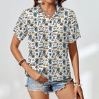 All About Space Women's Collared Pocketless Short Sleeve Shirt