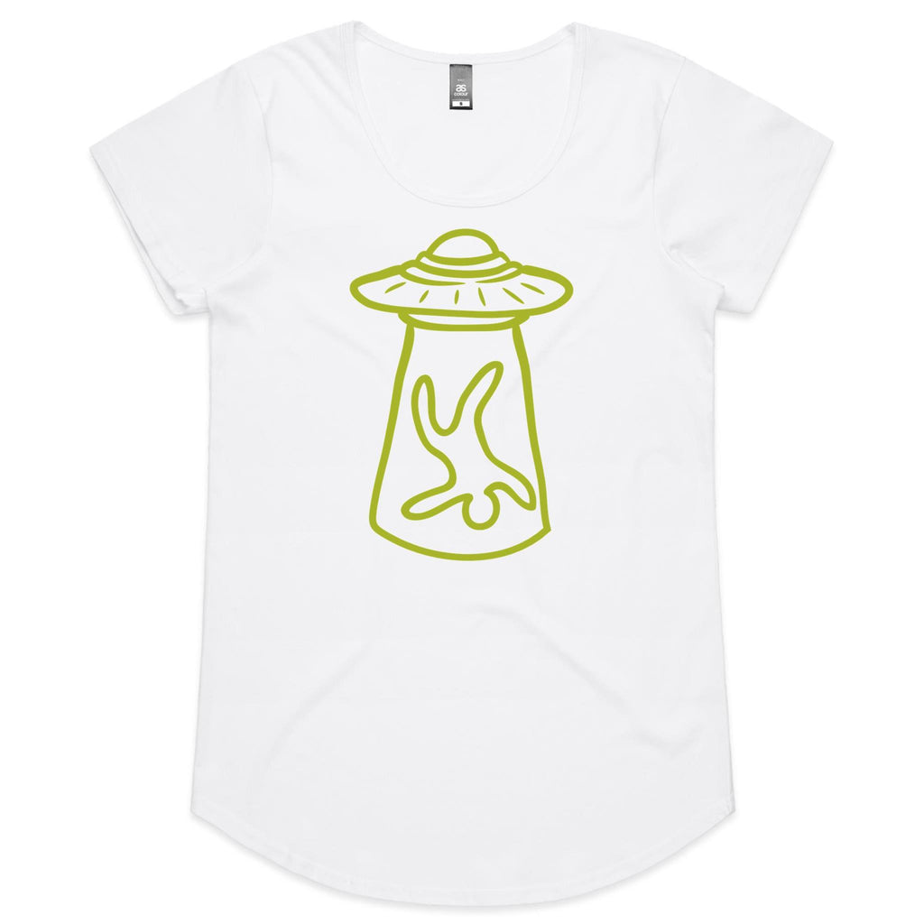 Alien Abduction - Womens Scoop Neck T-Shirt White Womens Scoop Neck T-shirt Printed In Australia Sci Fi