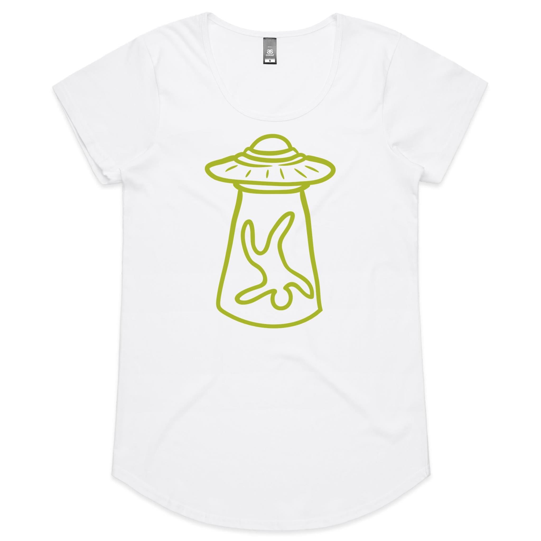 Alien Abduction - Womens Scoop Neck T-Shirt White Womens Scoop Neck T-shirt Printed In Australia Sci Fi