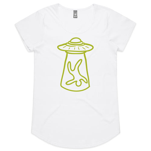 Alien Abduction - Womens Scoop Neck T-Shirt White Womens Scoop Neck T-shirt Printed In Australia Sci Fi
