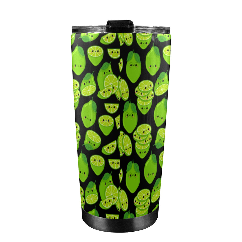 Cute Limes - 20oz Mobile Tumbler with Lid (Black Lock) 20oz Travel Mug Food Printed Offshore