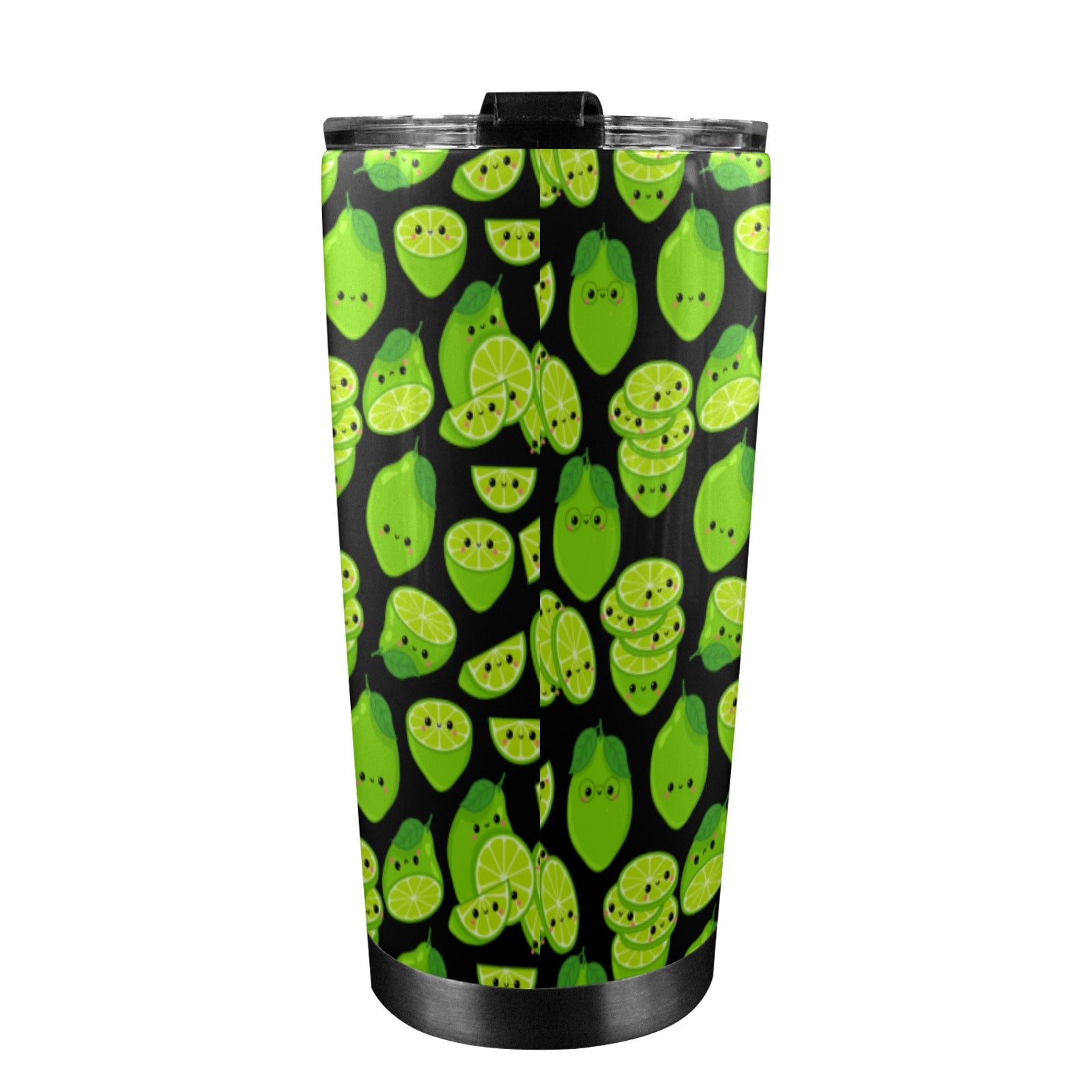 Cute Limes - 20oz Mobile Tumbler with Lid (Black Lock) 20oz Travel Mug Food Printed Offshore
