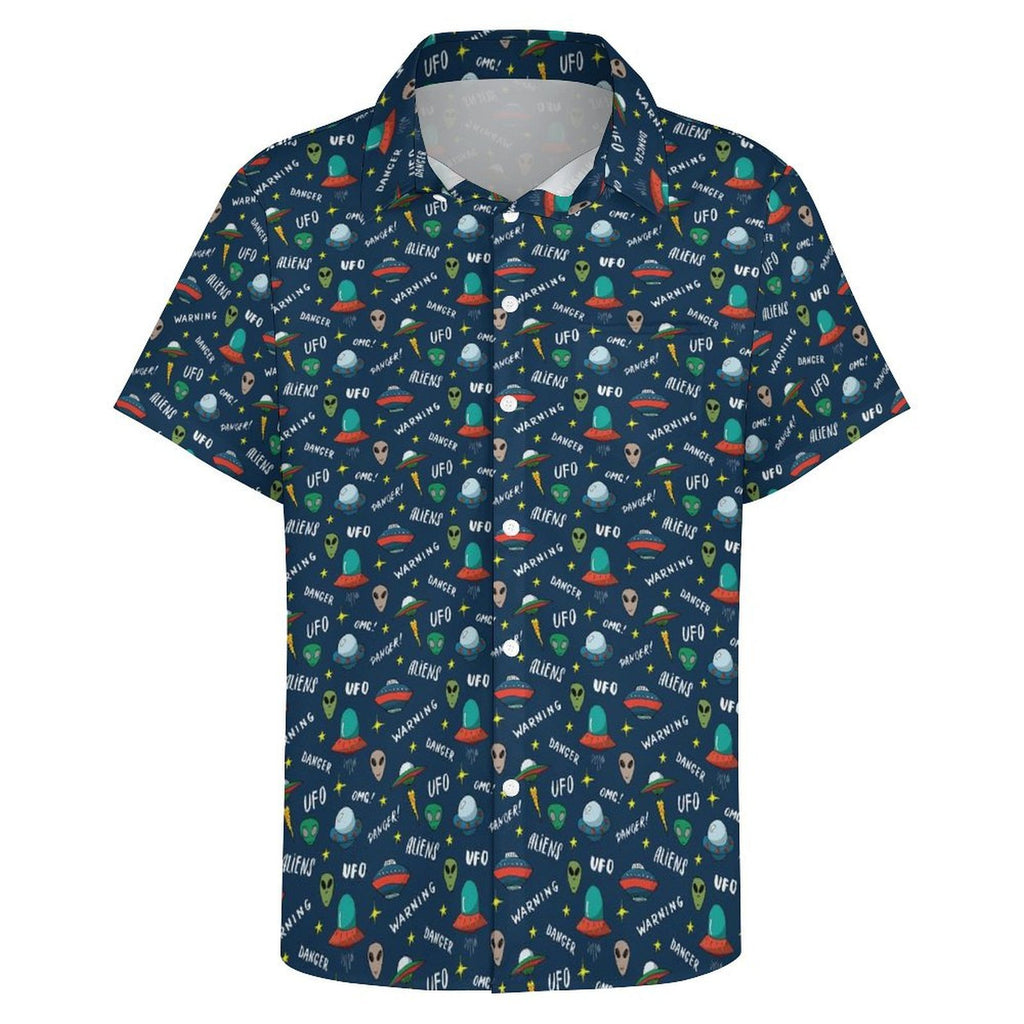UFO's And Aliens Women's Short-Sleeve Button Up Shirt Women's Short-Sleeve Button Up Shirt Printed Offshore Sci Fi