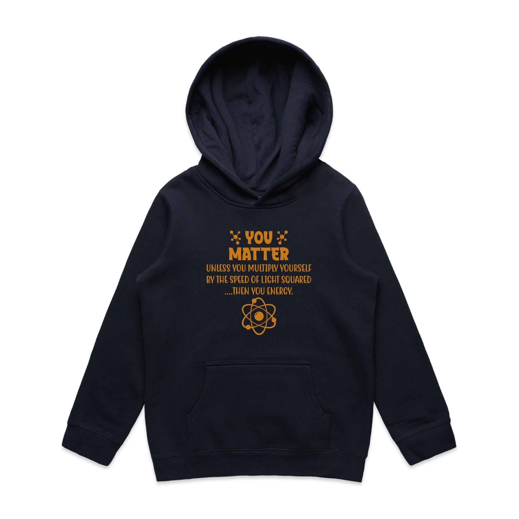 You Matter, Physics Pun - Kids Hoodie Navy Kids Hoodie Printed In Australia Science