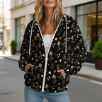 Dark Floral With Butterfly Women's Full-Zip Hoodie