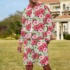 Hibiscus Men's Lightweight Sun Hoodie & Shorts Set Men's Lightweight Sun Hoodie & Shorts Plants Printed Offshore