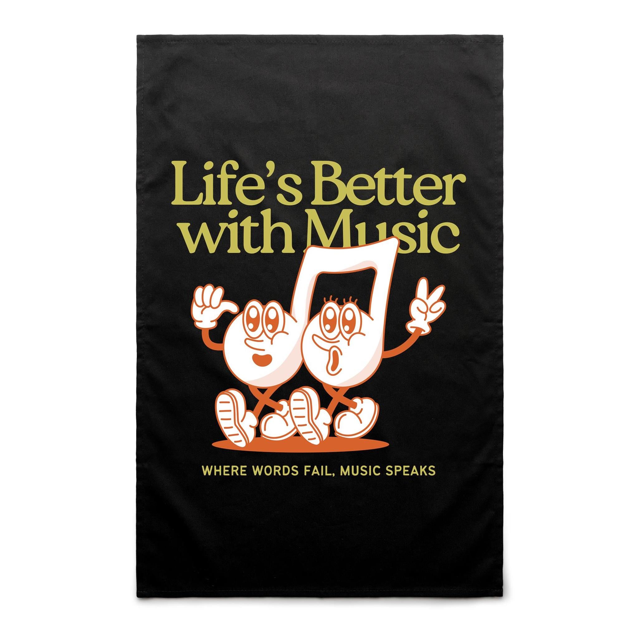 Life's Better With Music - AS Colour Tea Towel Default Title Tea Towel Music Printed In Australia