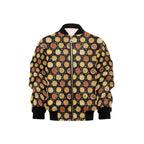 Round Pizzas On Black Kids Bomber Jacket XL Kids Bomber Jacket Food Printed Offshore