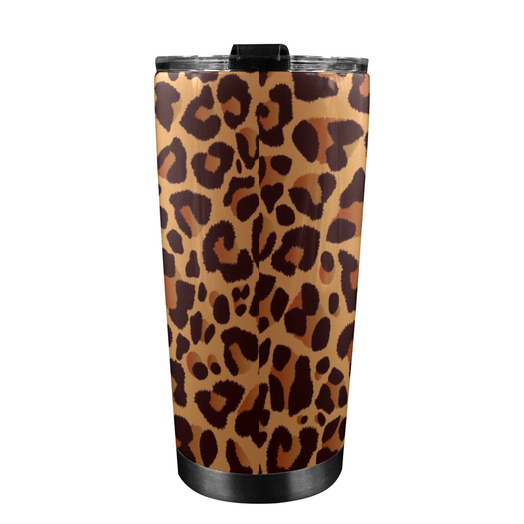 Leopard Print - 20oz Mobile Tumbler with Lid (Black Lock) 20oz Travel Mug animal Printed Offshore